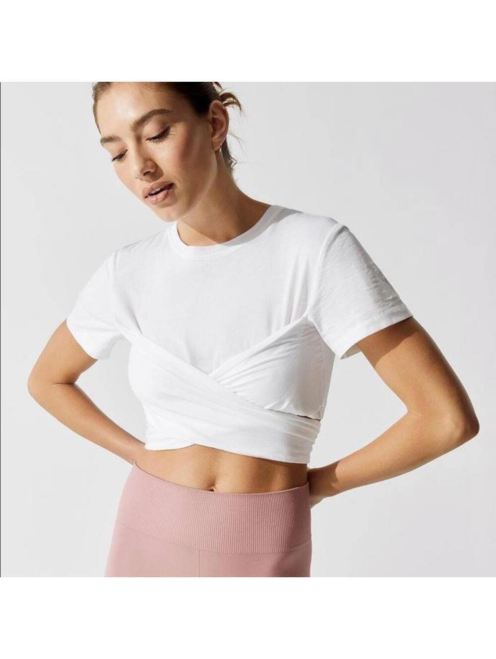 NWOT Varley Ruth Crop Top White Short Sleeve Tee XS - Picture 4 of 8